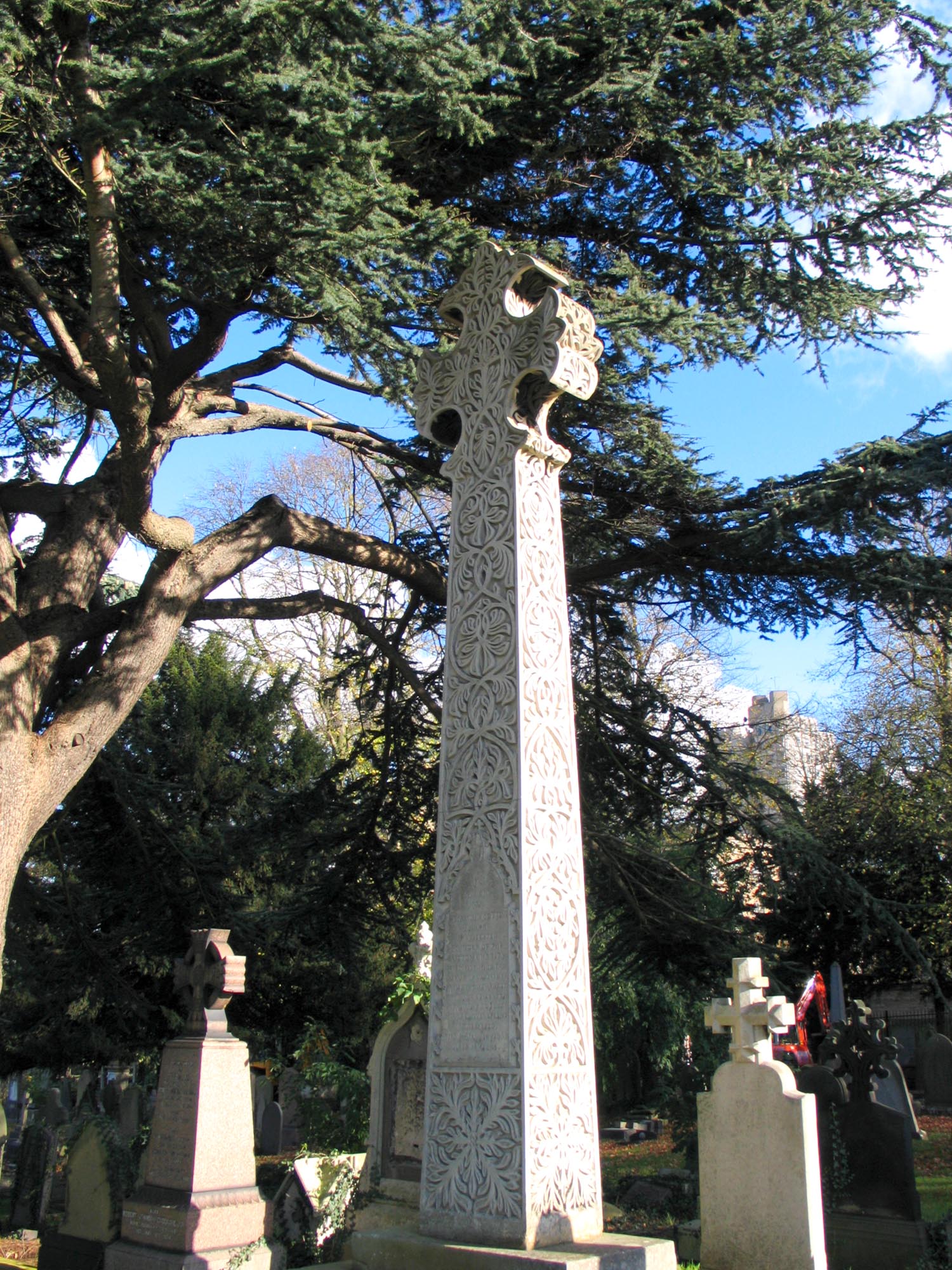 An elaborately decorated monument at Welford Road Cemetery -