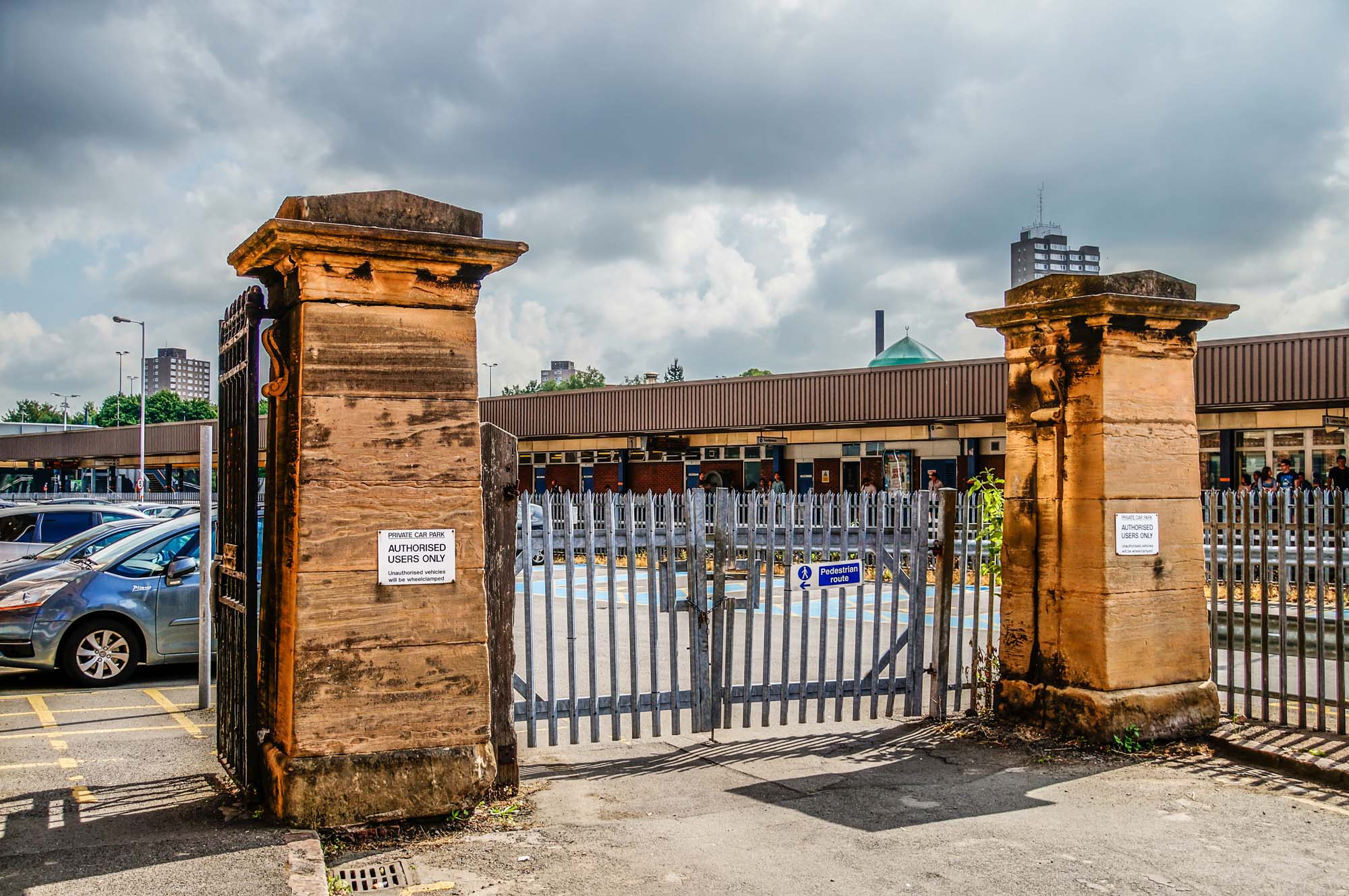 The stone pillars that remain at the old entrance to Campbell Street Station - John Brown