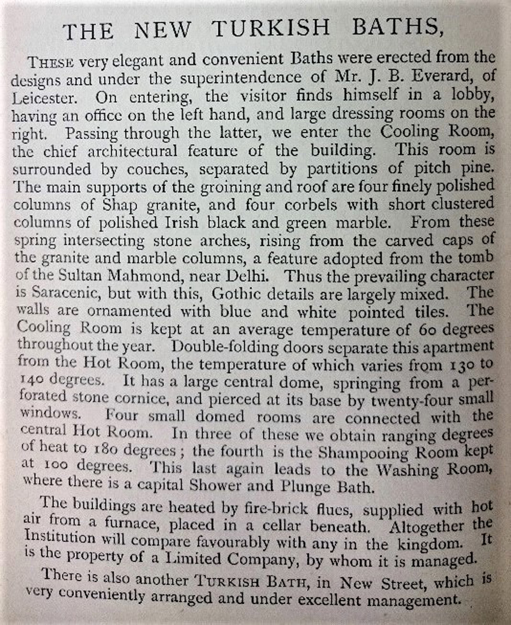 A description of the Turkish baths from Spencer’s New Guide to Leicester - 