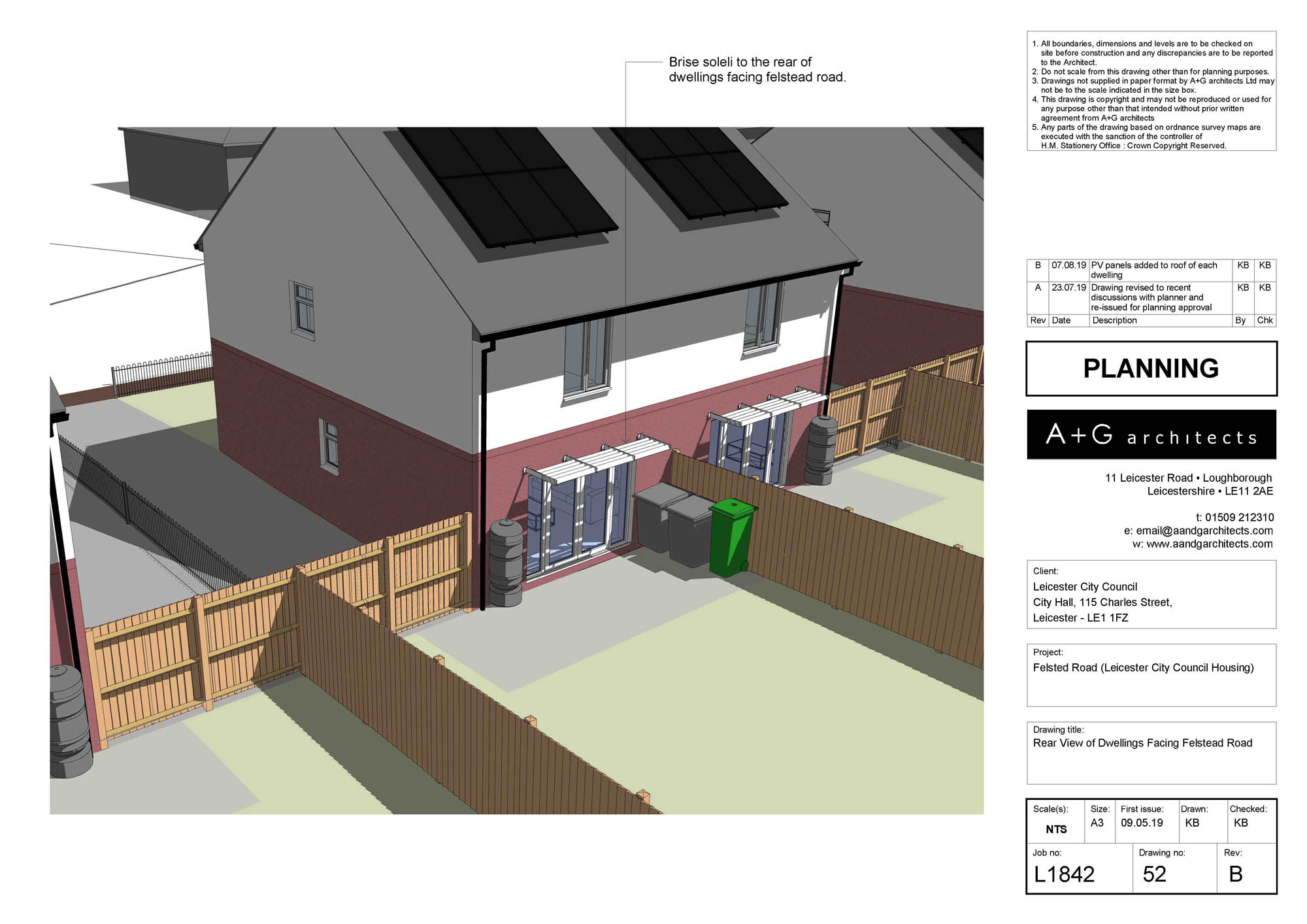 Artist impression showing what the new council houses on Felstead Road will look like. 12 two-bedroom houses will be built -