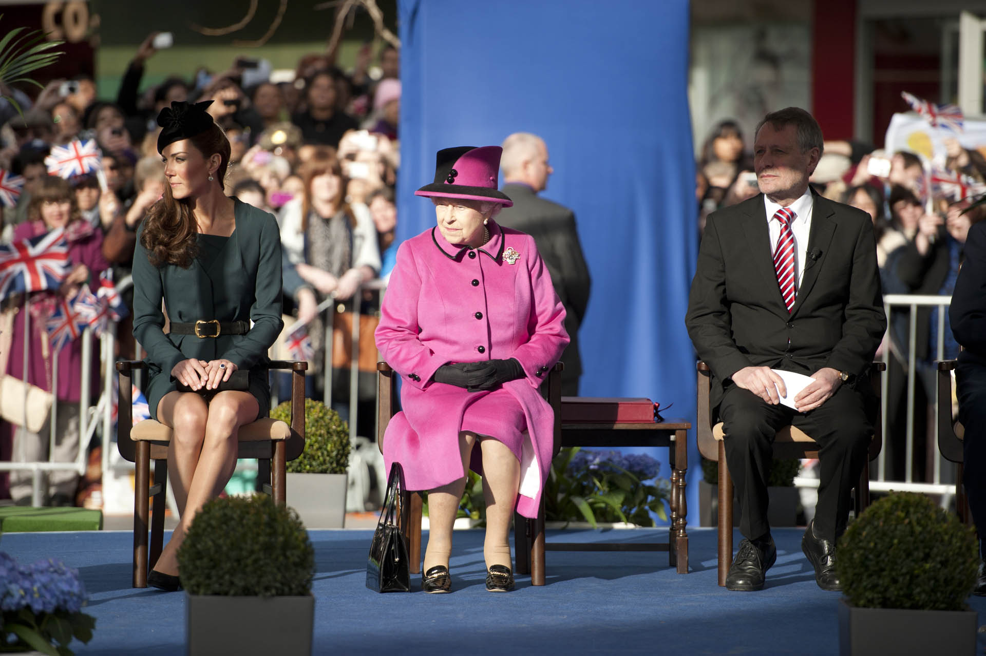 The Queen watching performers in Leicester, celebrating her Diamond Jubilee, 2012 -